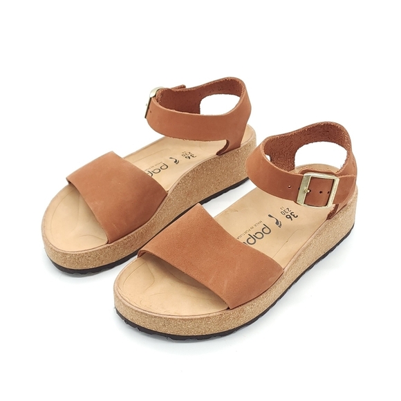 Birkenstock Papillio Glenda Brown Nubuck Leather Ankle Strap Sandals Size 5 - Picture 3 of 10